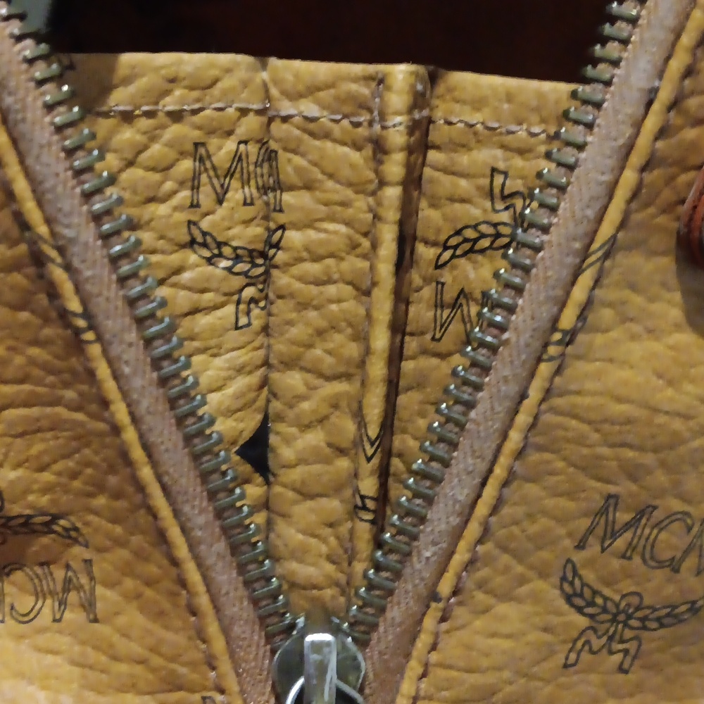 MCM Cognac Visetos Leather Monogram In And Out Satchel EUC - Picture 11 of 14